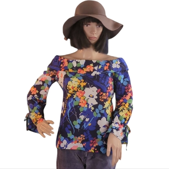 Banana Republic Off Shoulder Colorful Floral Blouse - Picture 1 of 10